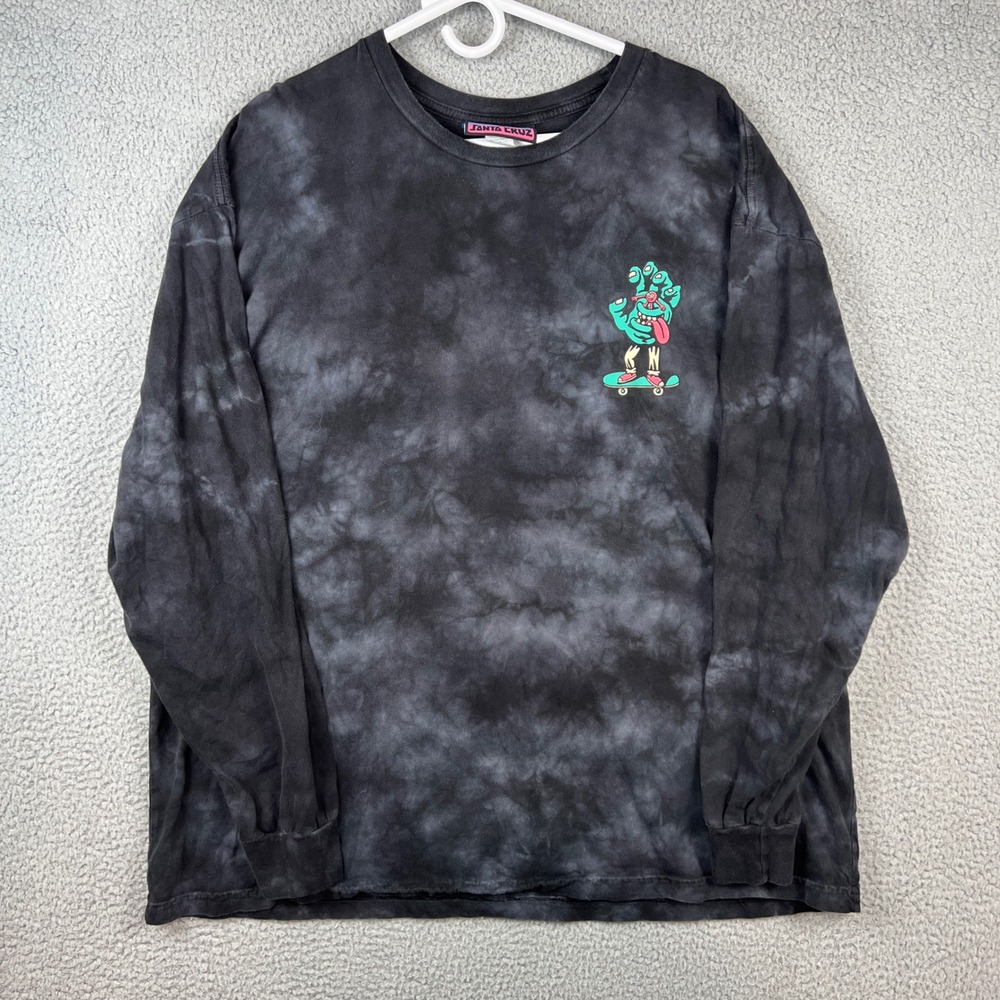 Santa Cruz x Killer Acid Tie Dye Long Sleeve Shirt Mens 2XL Screaming Hand Black